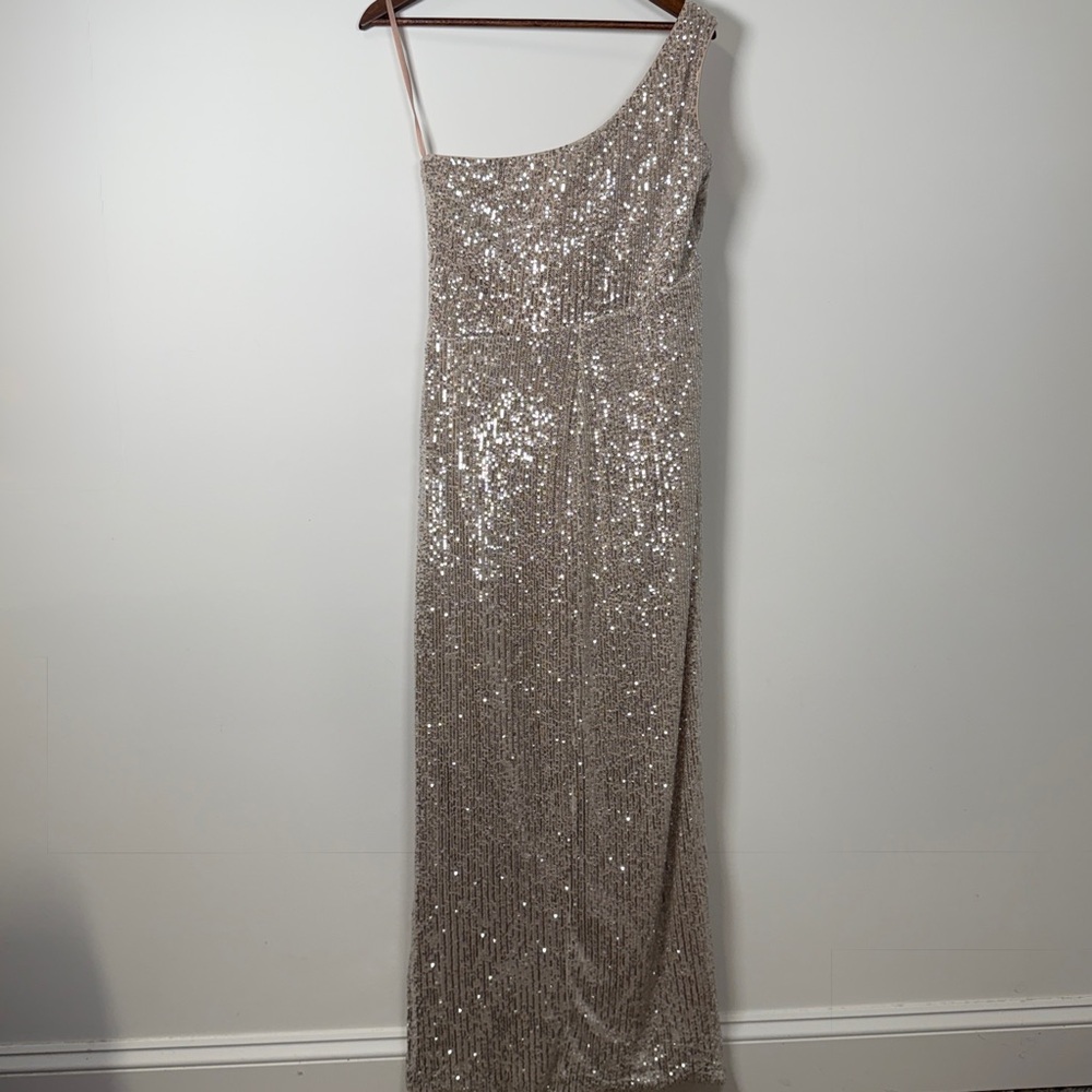 Ever Pretty Silver Sequin Dress One Shoulder